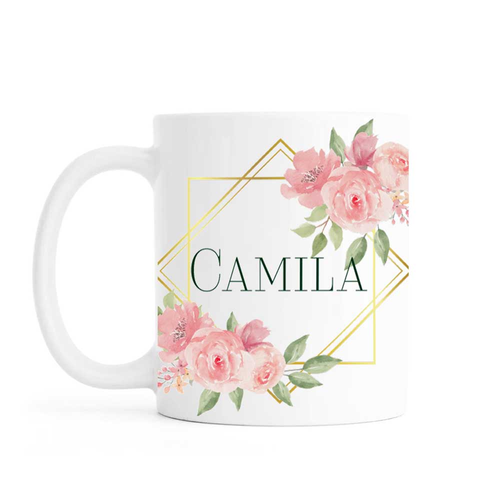 Personalised mug, floral, ceramic