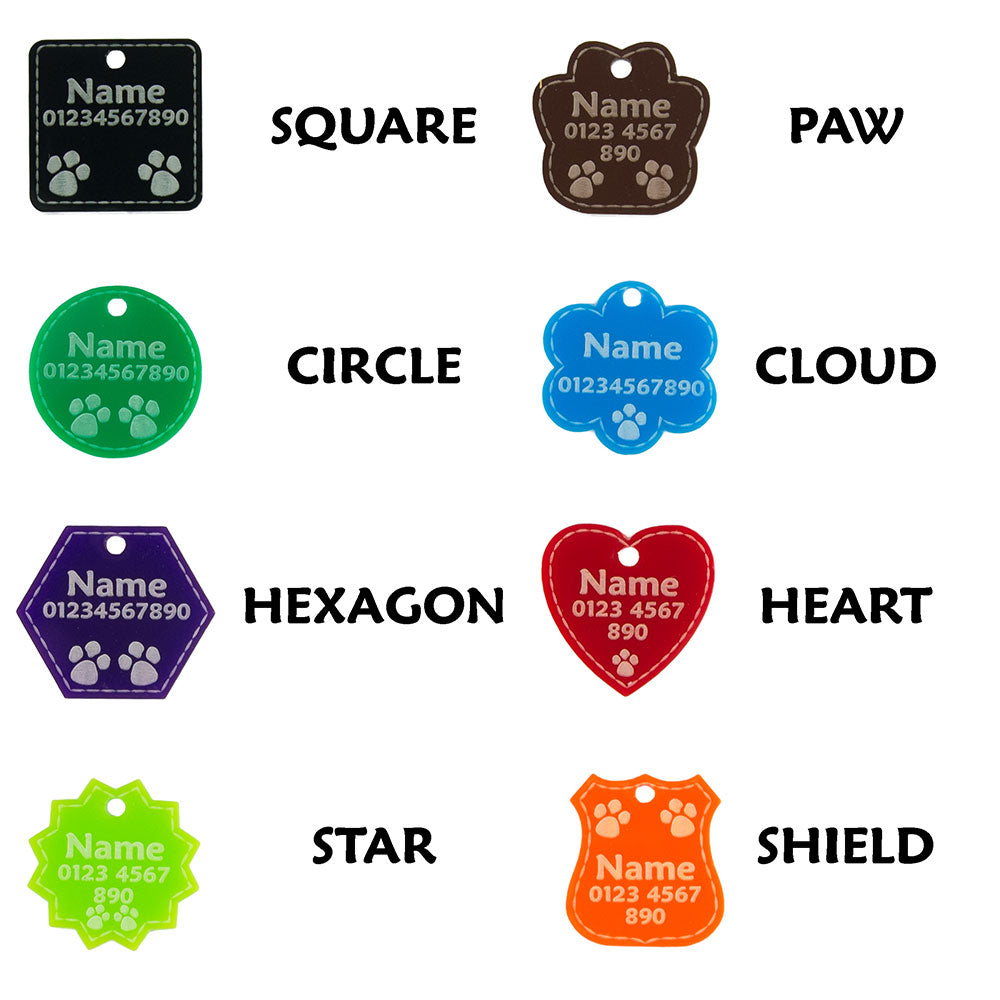 Dog Tags Name Cat Tag Acrylic Personalised Engraved Pet ID