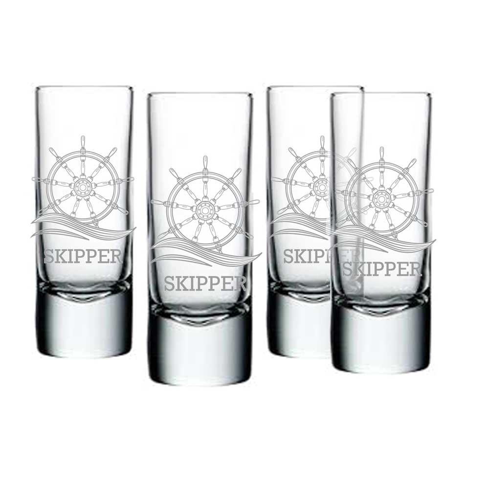 Personalised Shots, Glass, engraved - set of 4