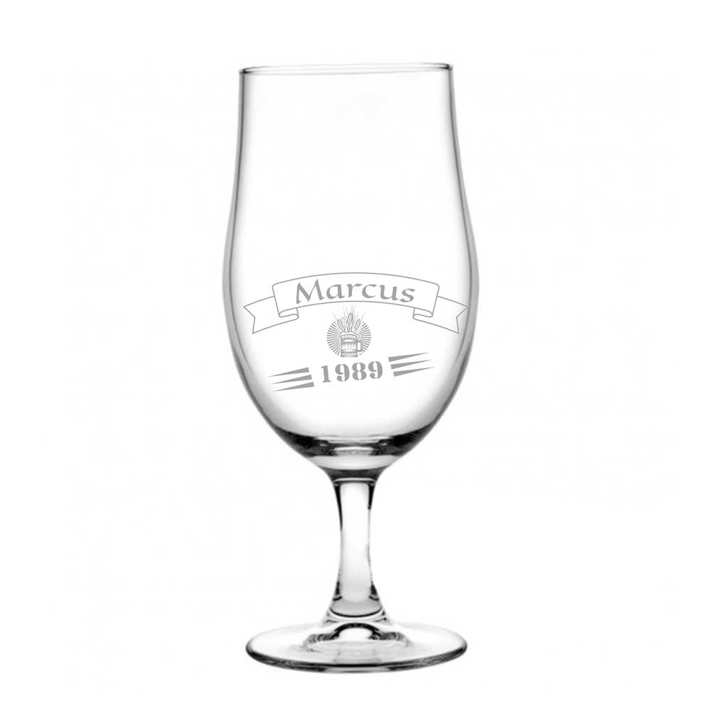 Personalised Beer Glass, Engraved - Tulip