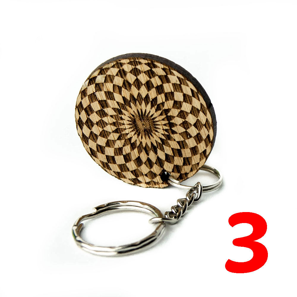 Wooden Keyring Pendant Keychain Key Hob Holder Personalised - Mandala