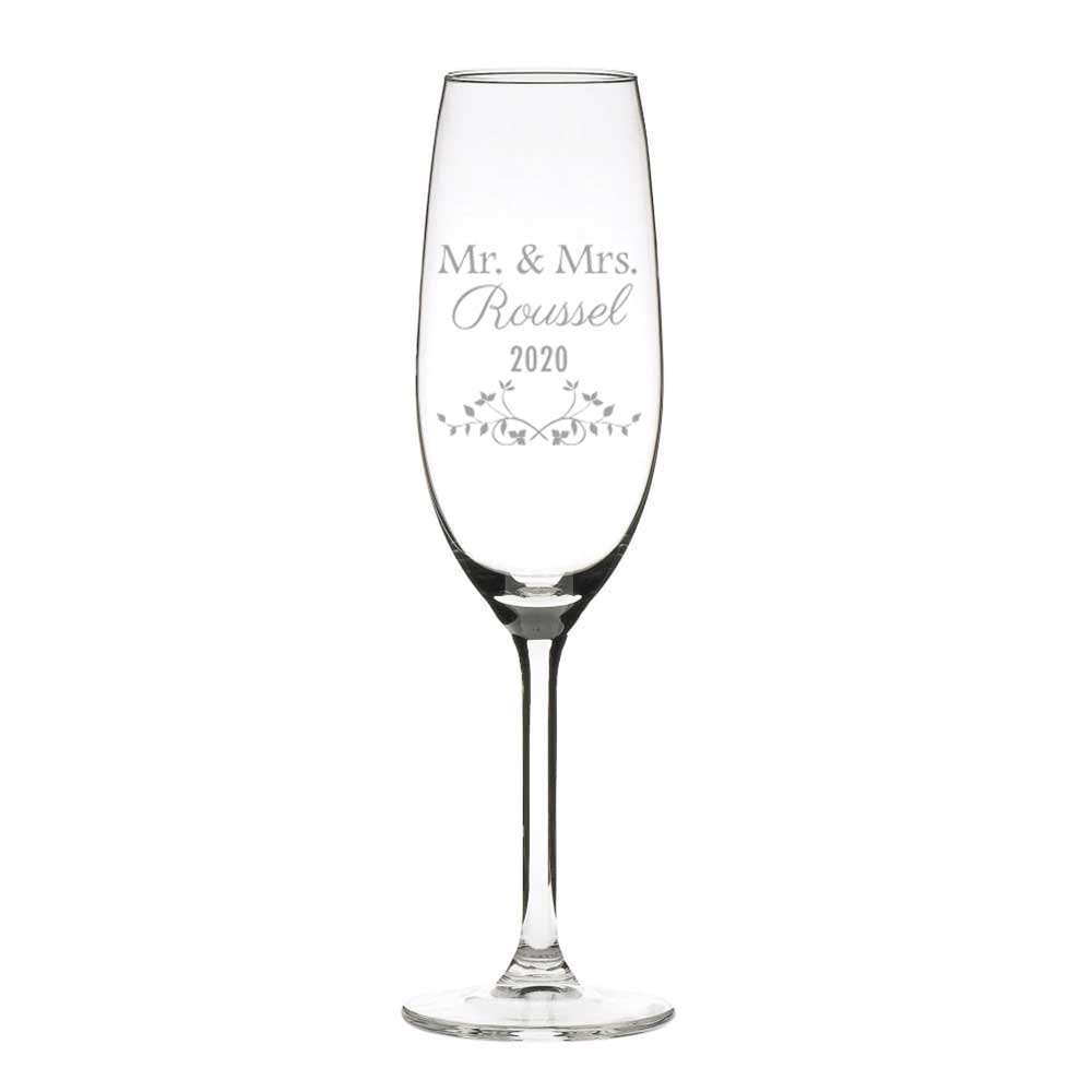 Personalised champagne flute clear glass with engraving