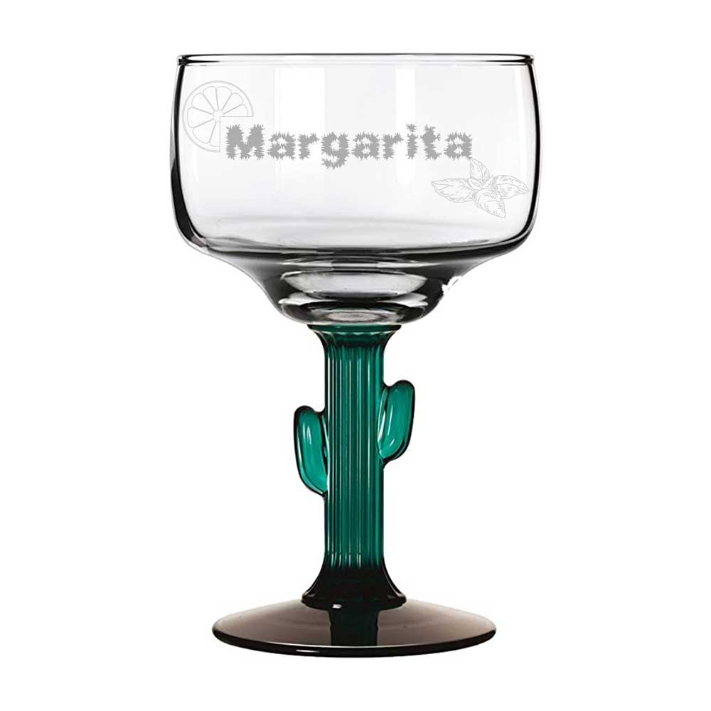 Cocktail Drink Glass Margarita Cactus - Personalised with Engraving