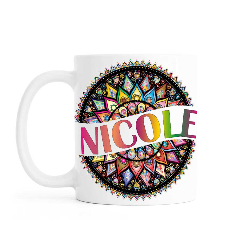 Personalised mug, mandala, ceramic