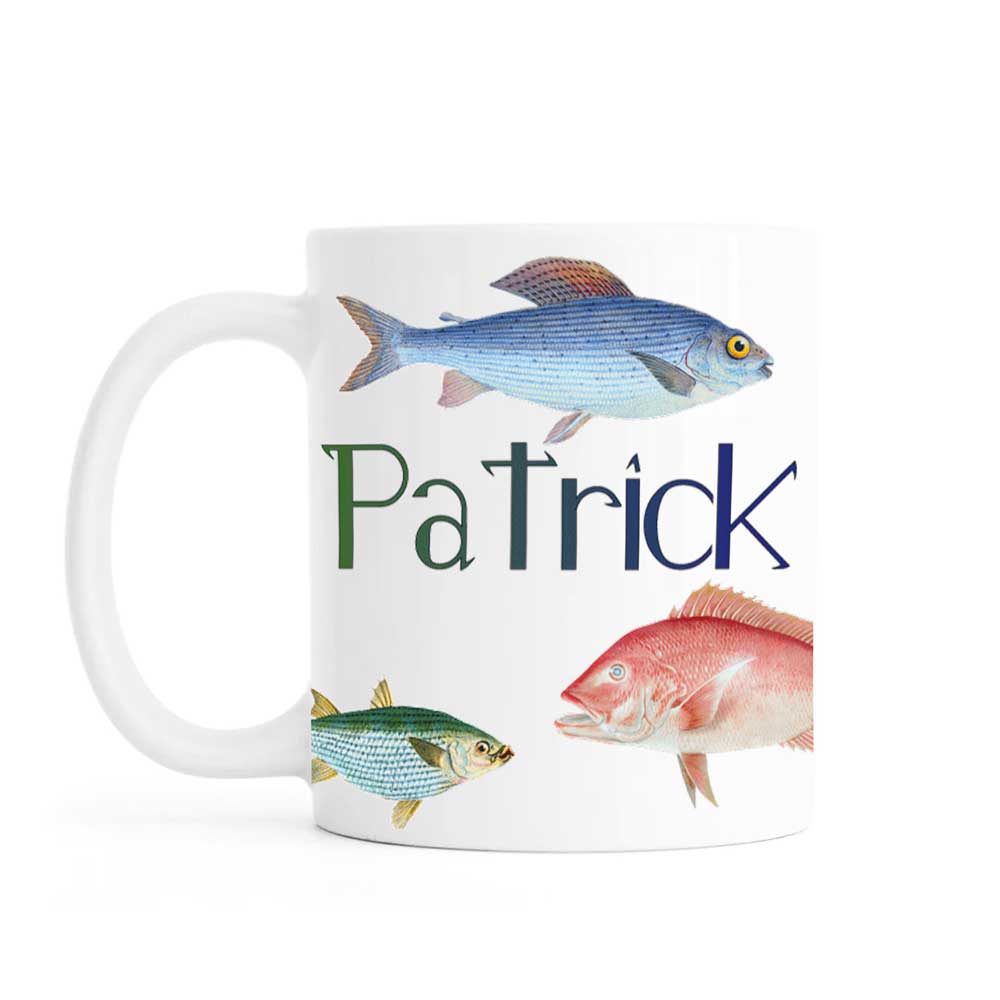 Personalised mug, fishing, ceramic