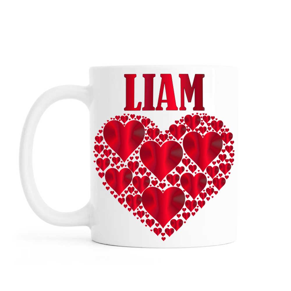 Personalised mug, heart, ceramic