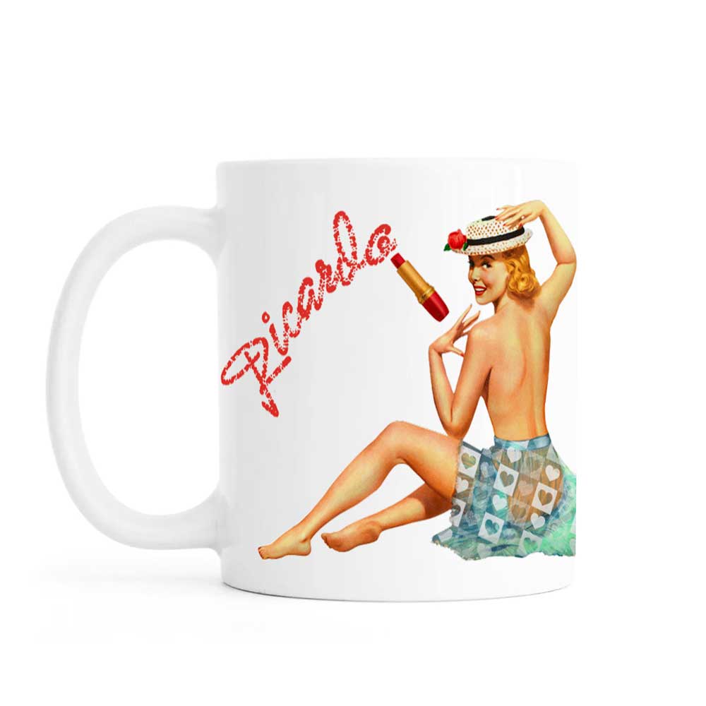 Personalised mug, vintage pin up, ceramic