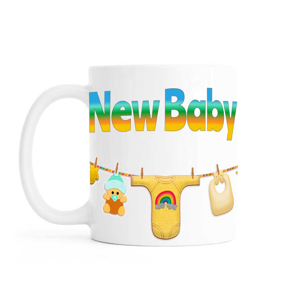 Personalised mug, new baby, ceramic
