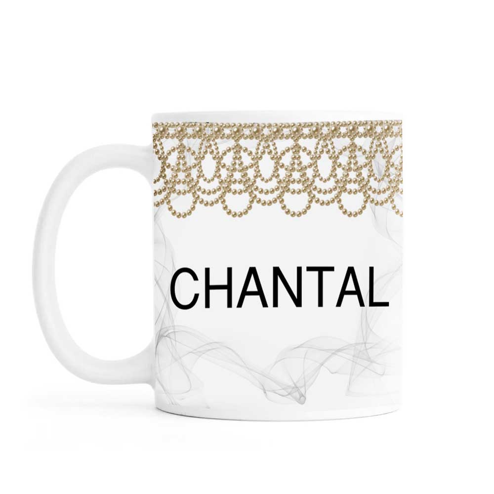 Personalised mug, pearls, ceramic