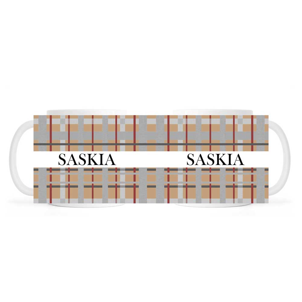 Personalised mug, tartan, ceramic