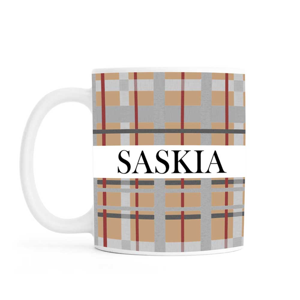 Personalised mug, tartan, ceramic