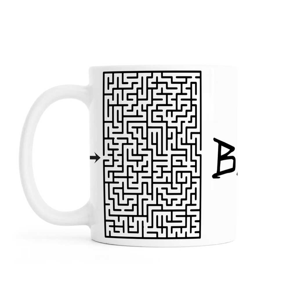 Personalised mug, labyrinth, maze, ceramic