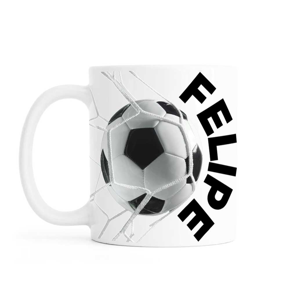 Personalised mug, football, ceramic
