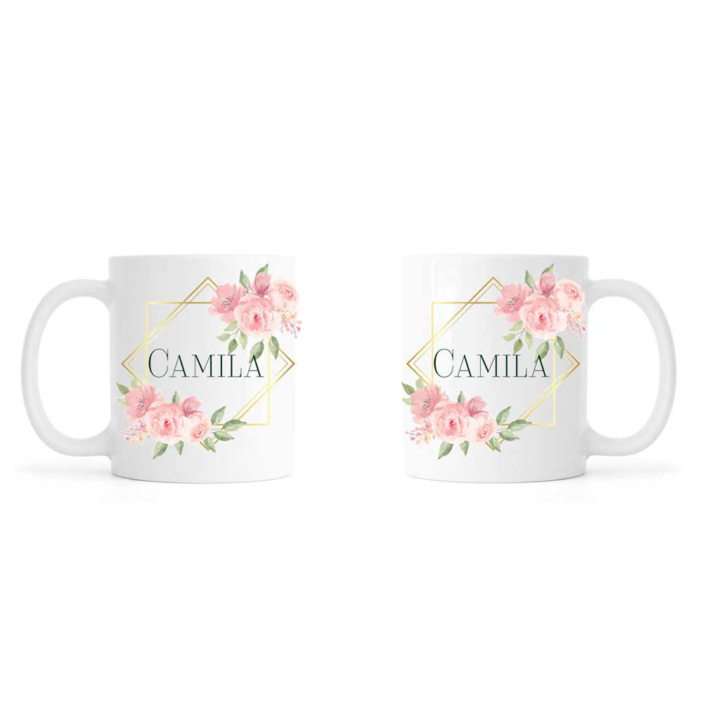 Personalised mug, floral, ceramic