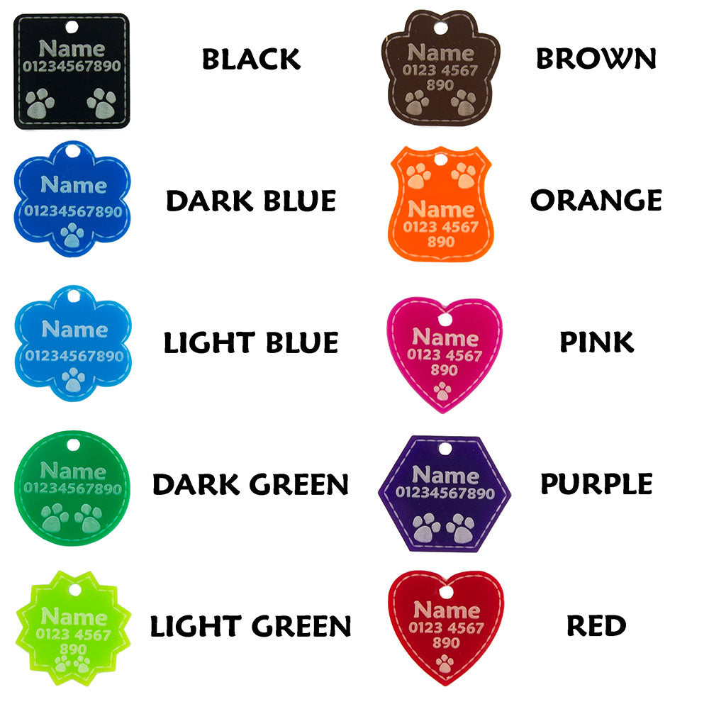 Dog Tags Name Cat Tag Acrylic Personalised Engraved Pet ID