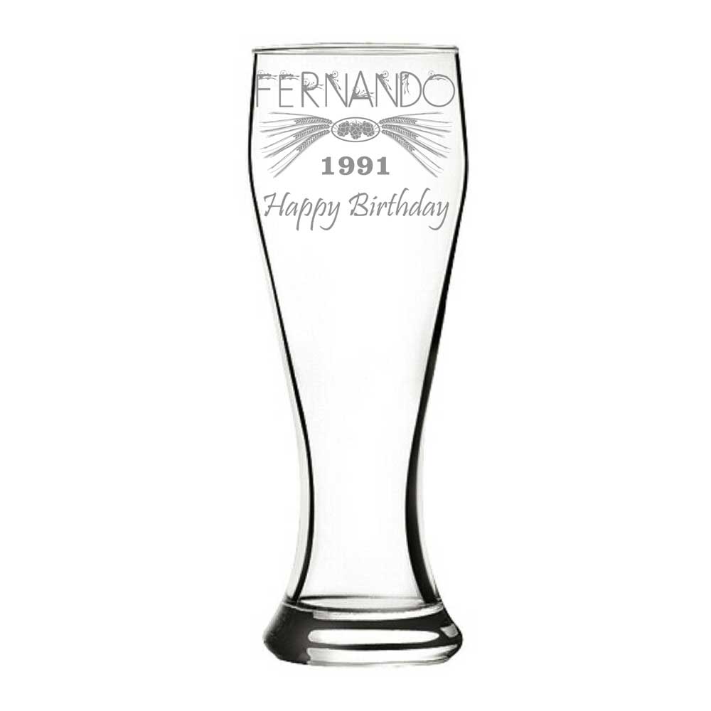 Personalised Beer Glass, Engraved - Weizen (Tall)