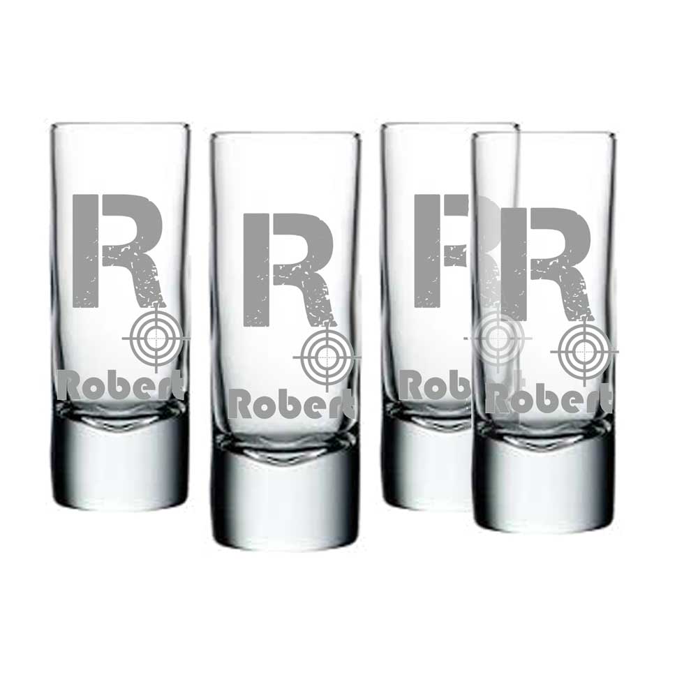 Personalised Shots, Glass, engraved - set of 4