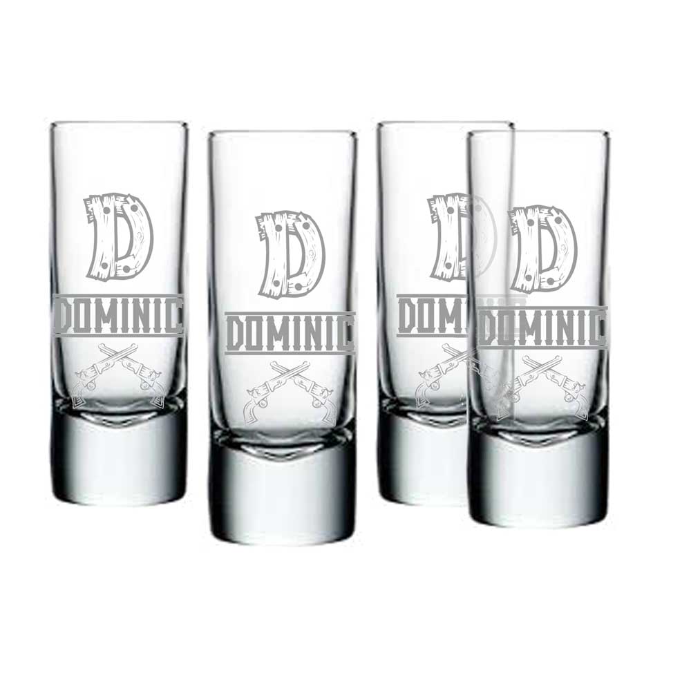 Personalised Shots, Glass, engraved - set of 4