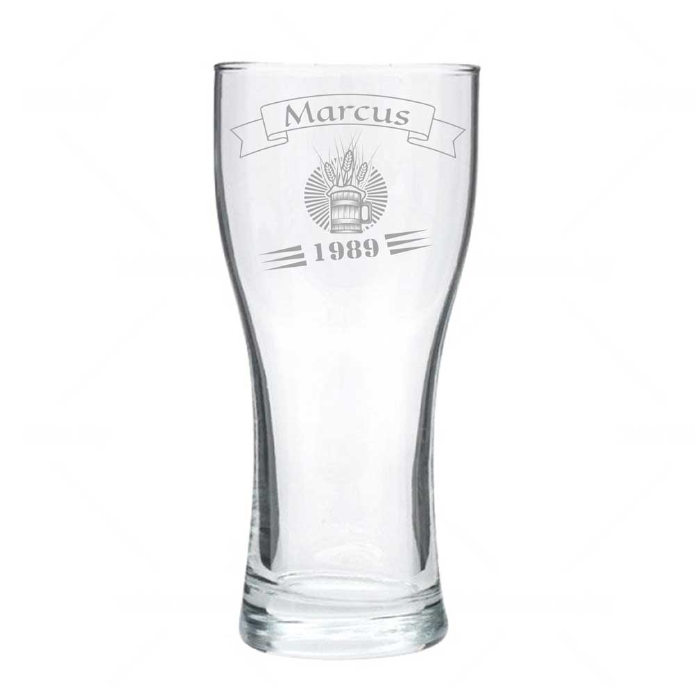 Personalised Beer Glass, Engraved - Classic pint (Compact)