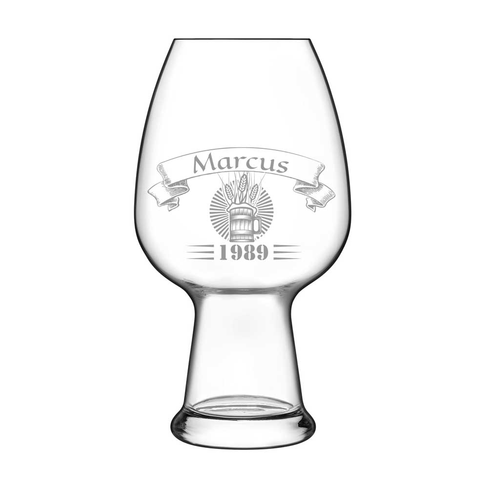 Individualizuotas alaus stiklas, graviruotas – kvietinis „Weiss“ / „Craft Beer“ (kristalinis)