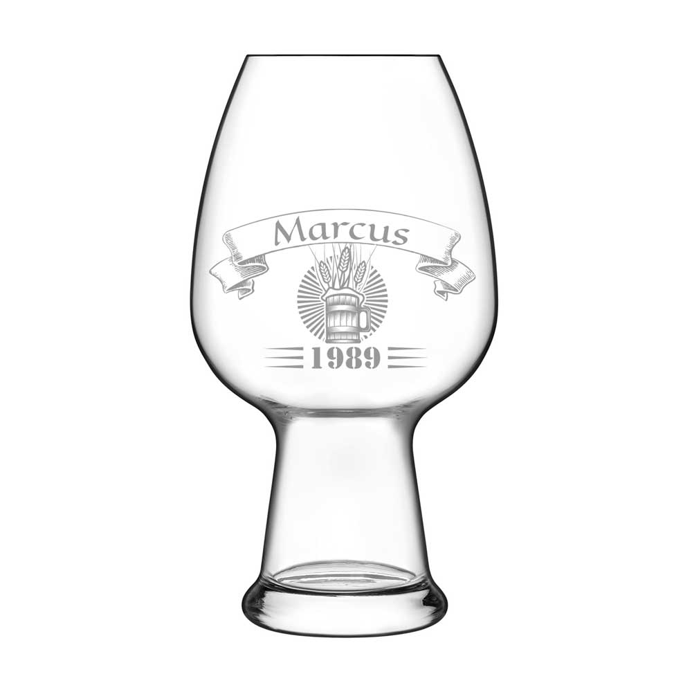 Personalised Beer Glass, Engraved - Wheat Weiss/Craft Beer (Crystal)