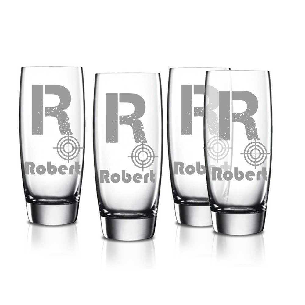 Personalised Shots, Glass, engraved - set of 4