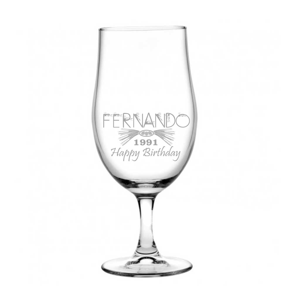 Personalised Beer Glass, Engraved - Tulip
