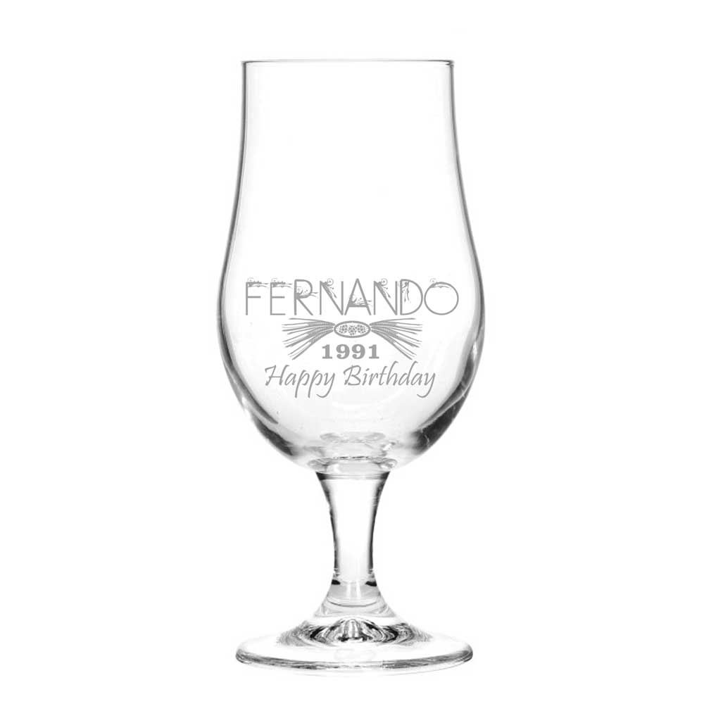 Personalised Beer Glass, Engraved - Tulip