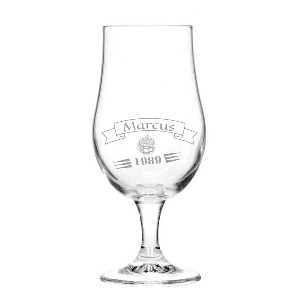 Personalised Beer Glass, Engraved - Tulip