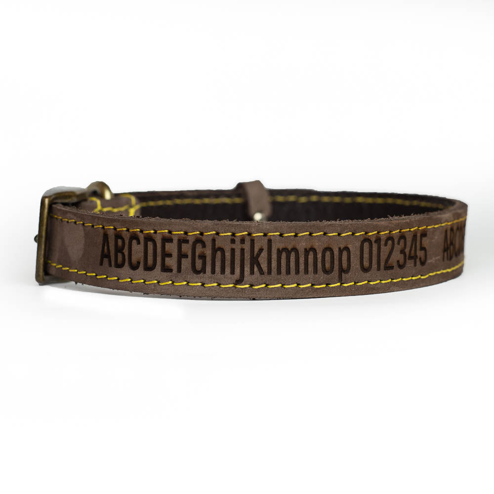 Dog Collars, Personalised, Engraved, Natural leather, Leash optional