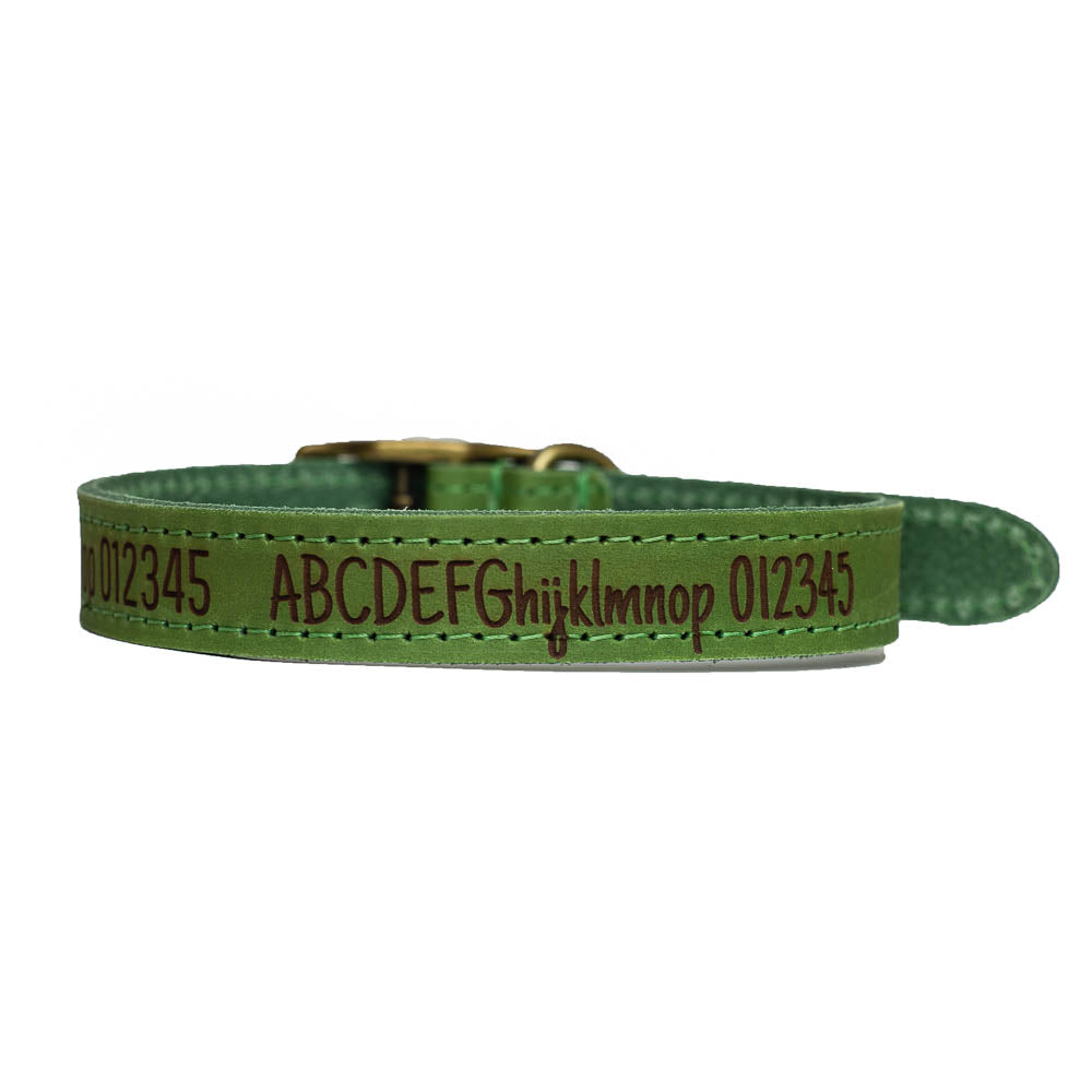 Dog Collars, Personalised, Engraved, Natural leather, Leash optional