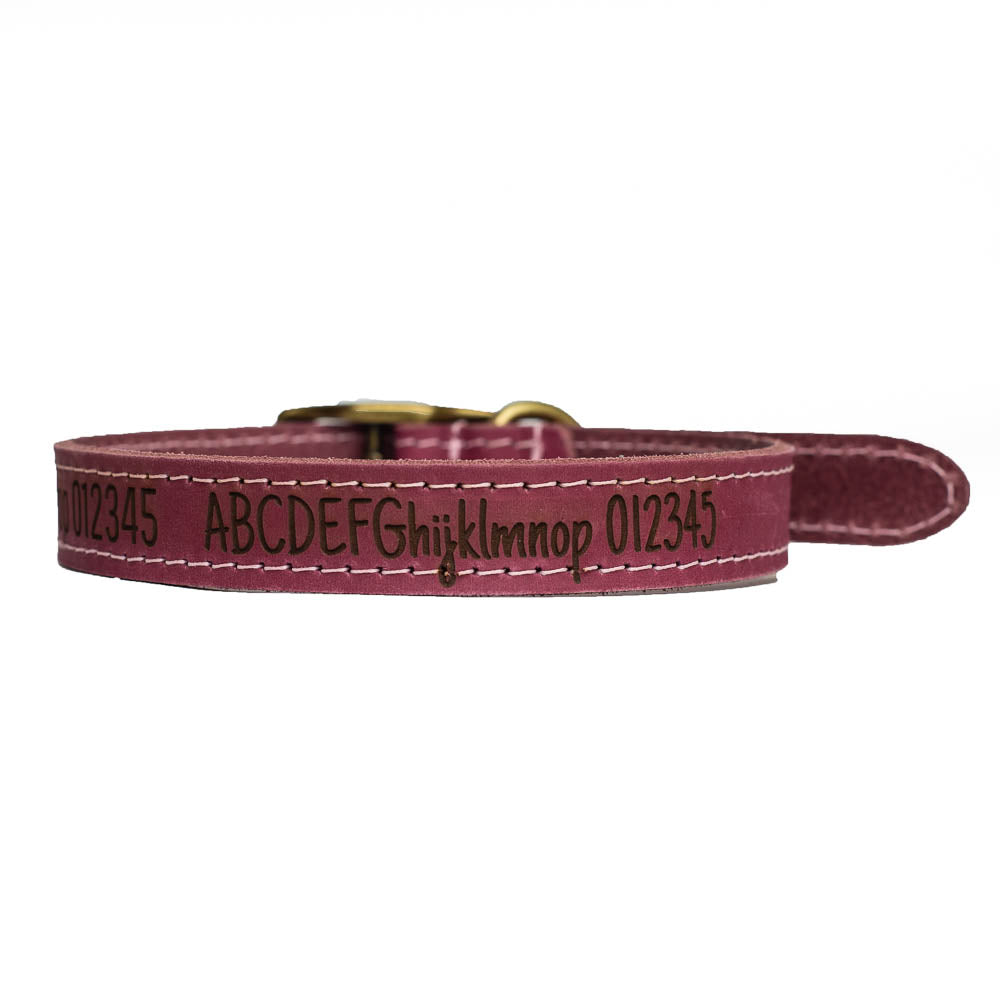 Dog Collars, Personalised, Engraved, Natural leather, Leash optional