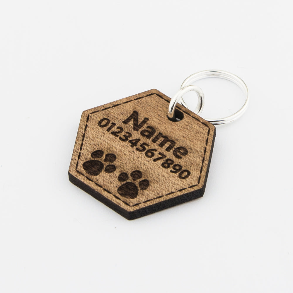 Dog Tags Name Cat Tag Wooden Personalised Engraved Pet ID