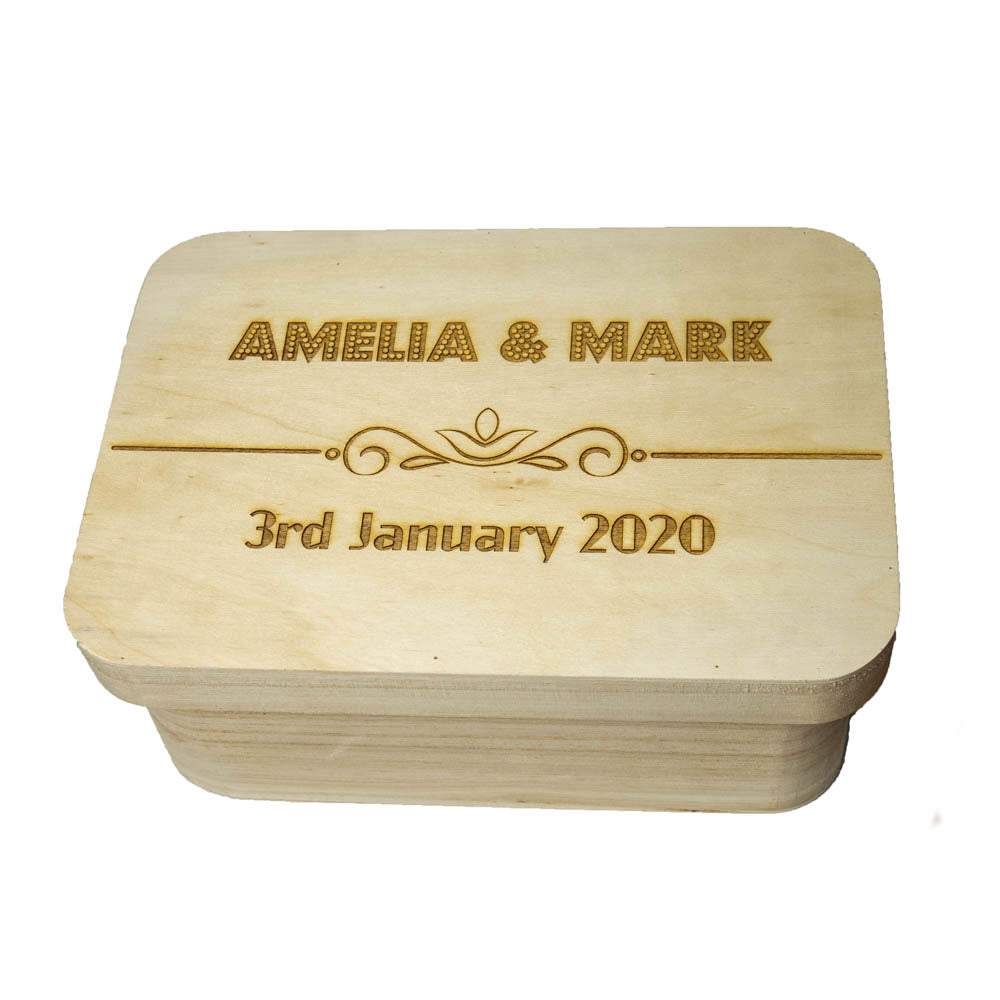 Decorative Wooden Box with Lid Personalised with Engraved Name
