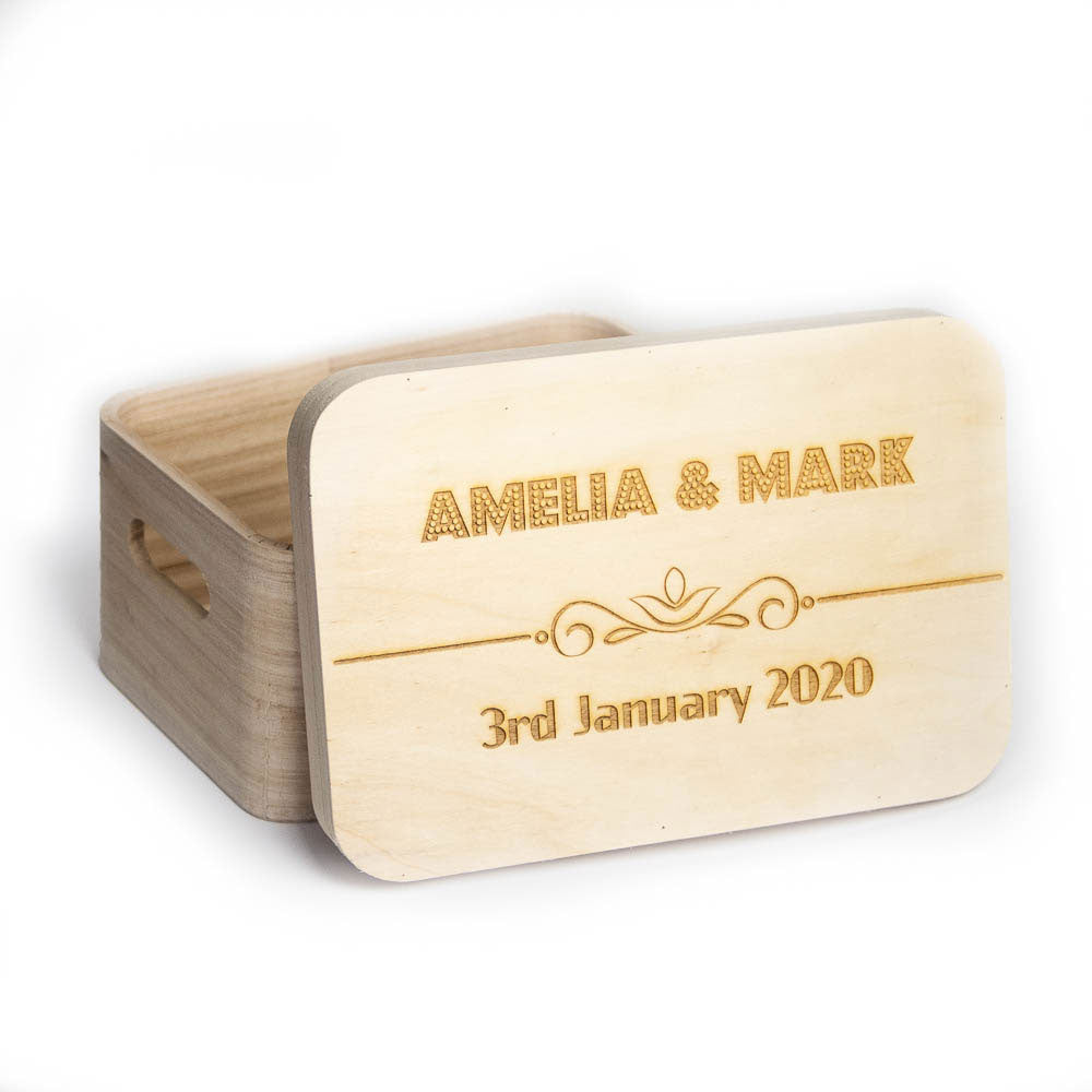 Decorative Wooden Box with Lid Personalised with Engraved Name