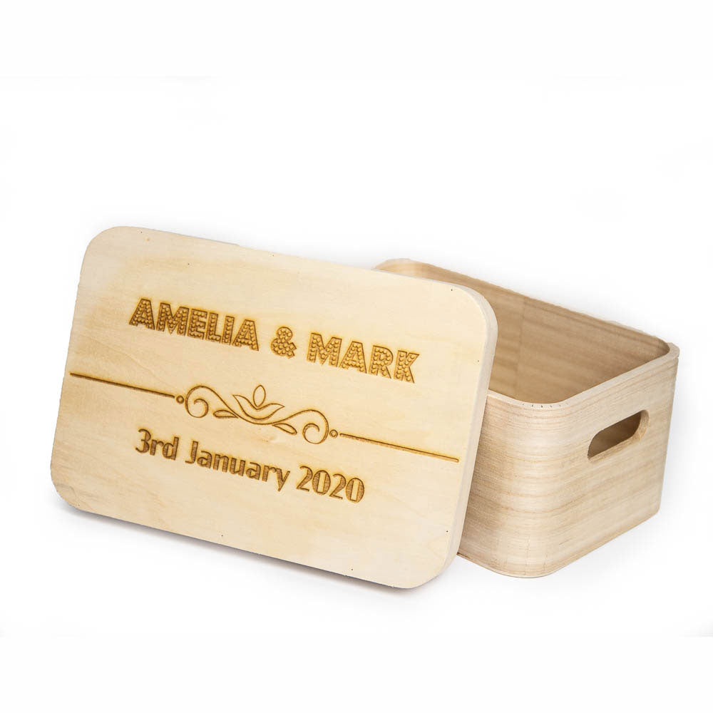 Decorative Wooden Box with Lid Personalised with Engraved Name