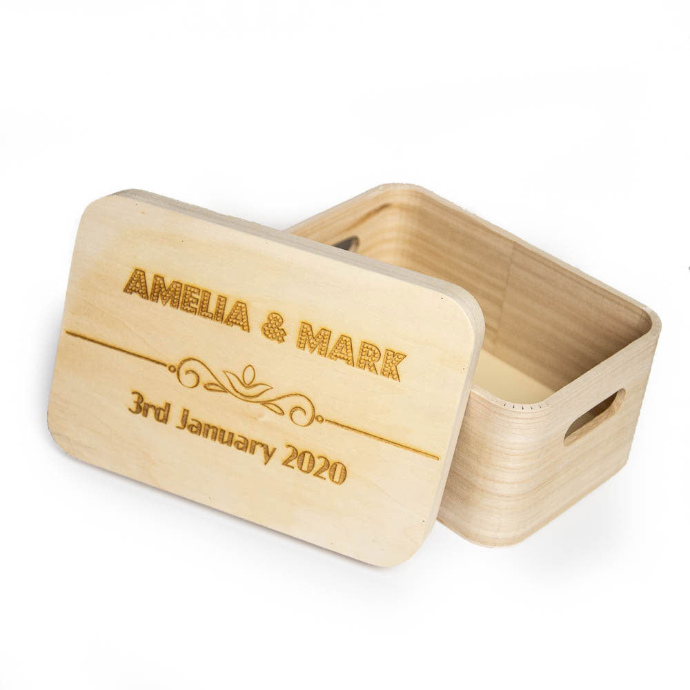 Decorative Wooden Box with Lid Personalised with Engraved Name