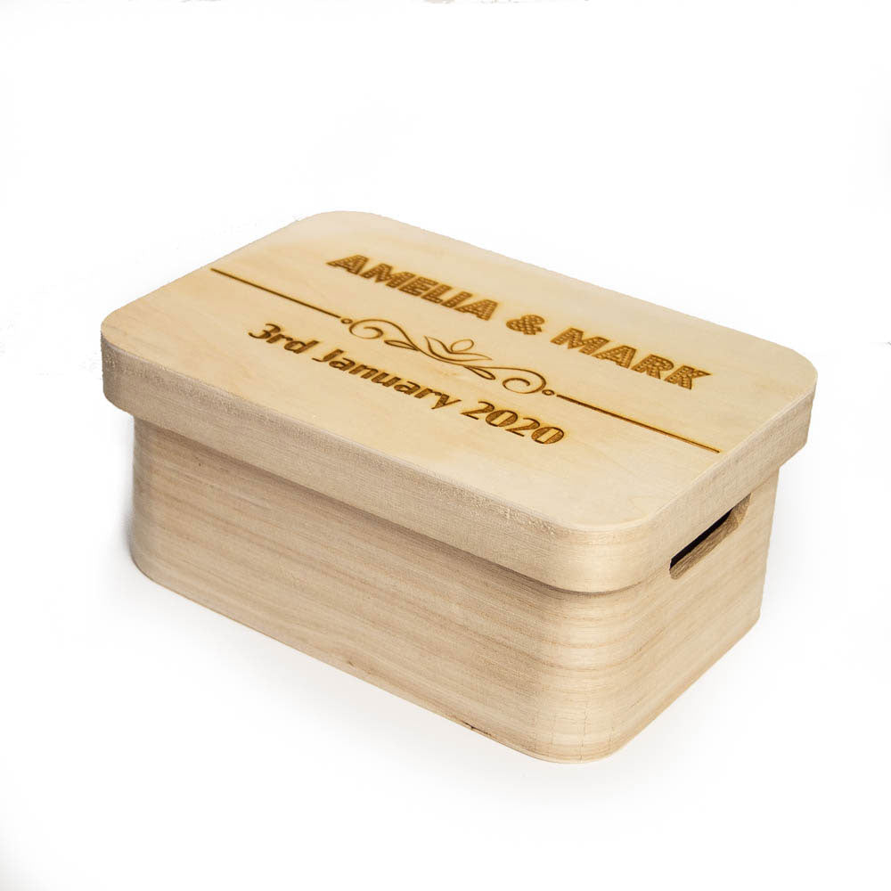 Decorative Wooden Box with Lid Personalised with Engraved Name