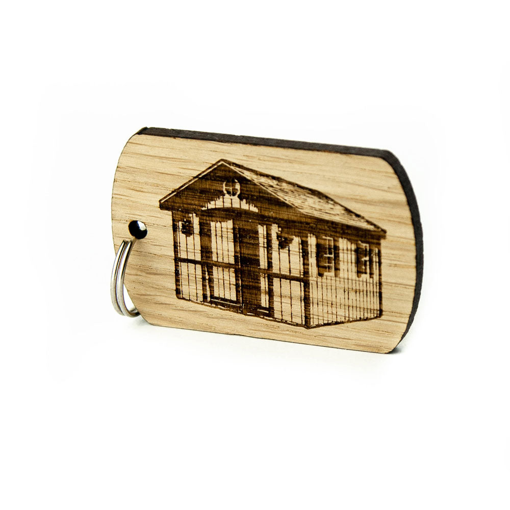 Keyring for Shed, Garage Keys Buildings Wooden Keyrings Personalised Oak