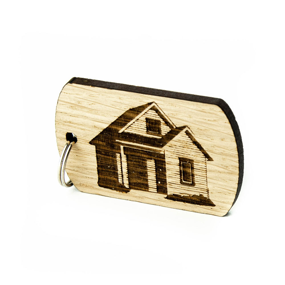 Keyring for Shed, Garage Keys Buildings Wooden Keyrings Personalised Oak