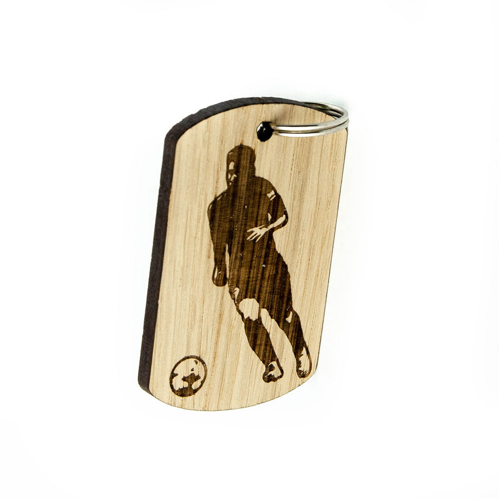 Keyring Football, Basketball, Golf, Tennis, Sport, Wooden Personalise Custom Made Oak