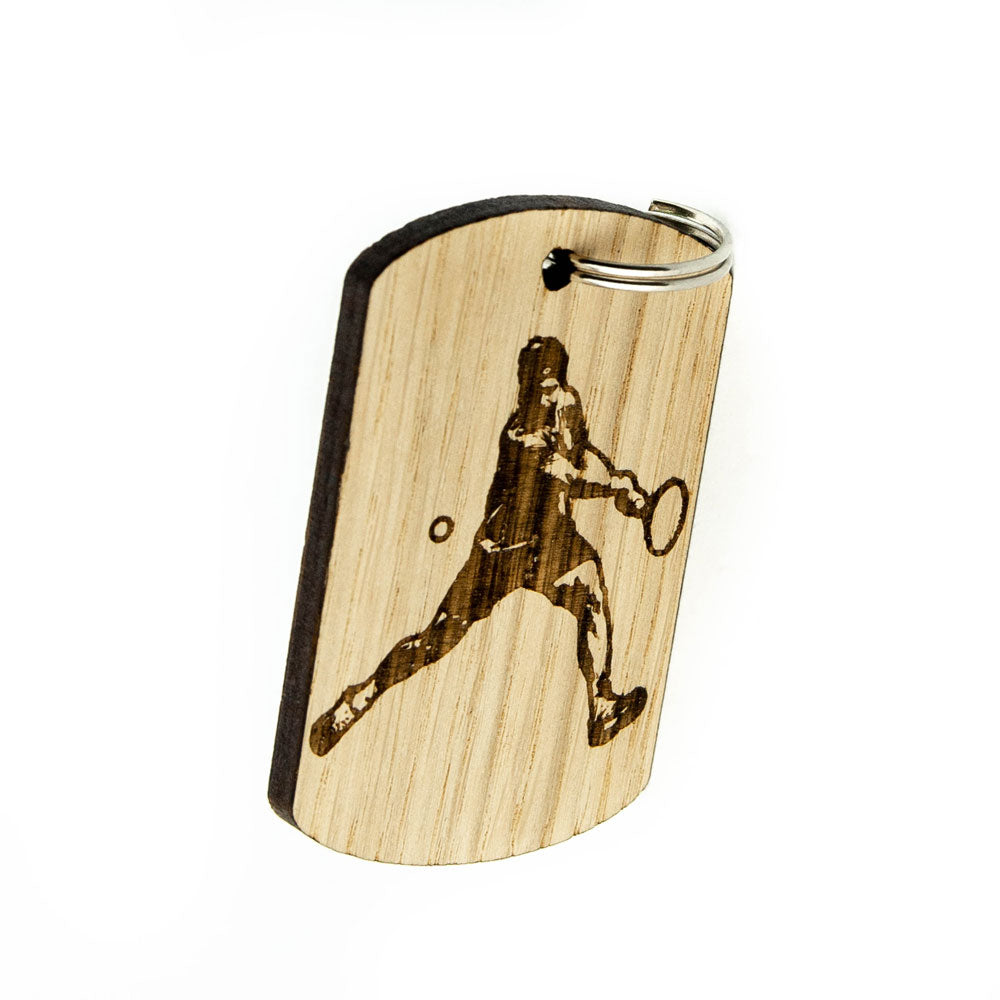 Keyring Football, Basketball, Golf, Tennis, Sport, Wooden Personalise Custom Made Oak