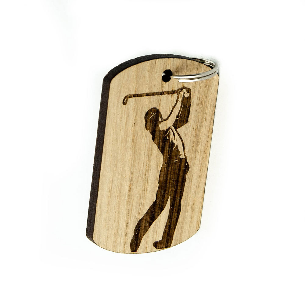 Keyring Football, Basketball, Golf, Tennis, Sport, Wooden Personalise Custom Made Oak