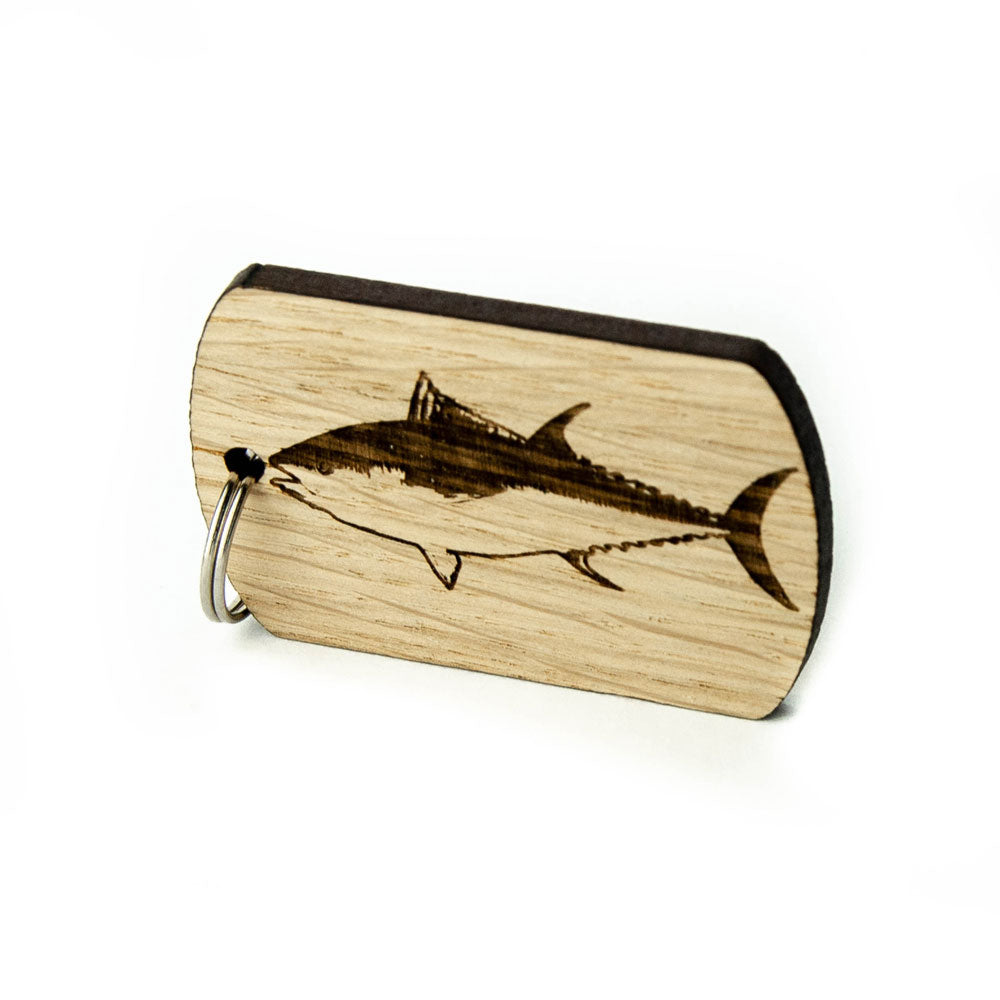 Keyring for Fisherman, Fish Wooden Keyrings Personalised Oak Custom Made