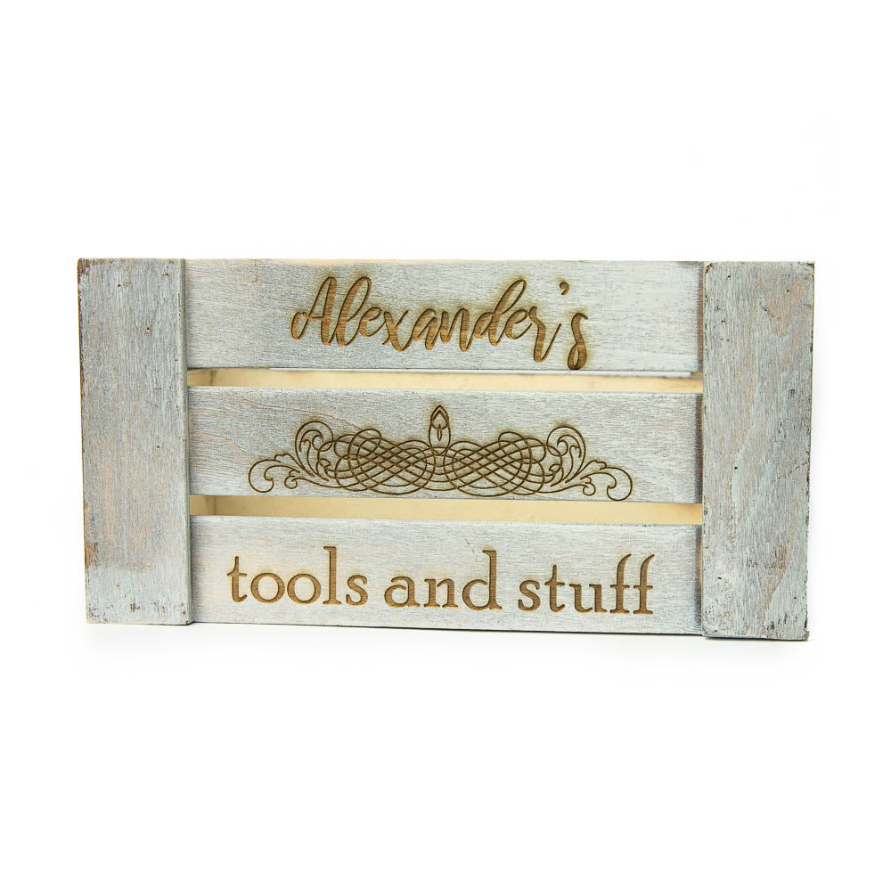 Personalised Wooden Crate in Rustic Shabby Chic