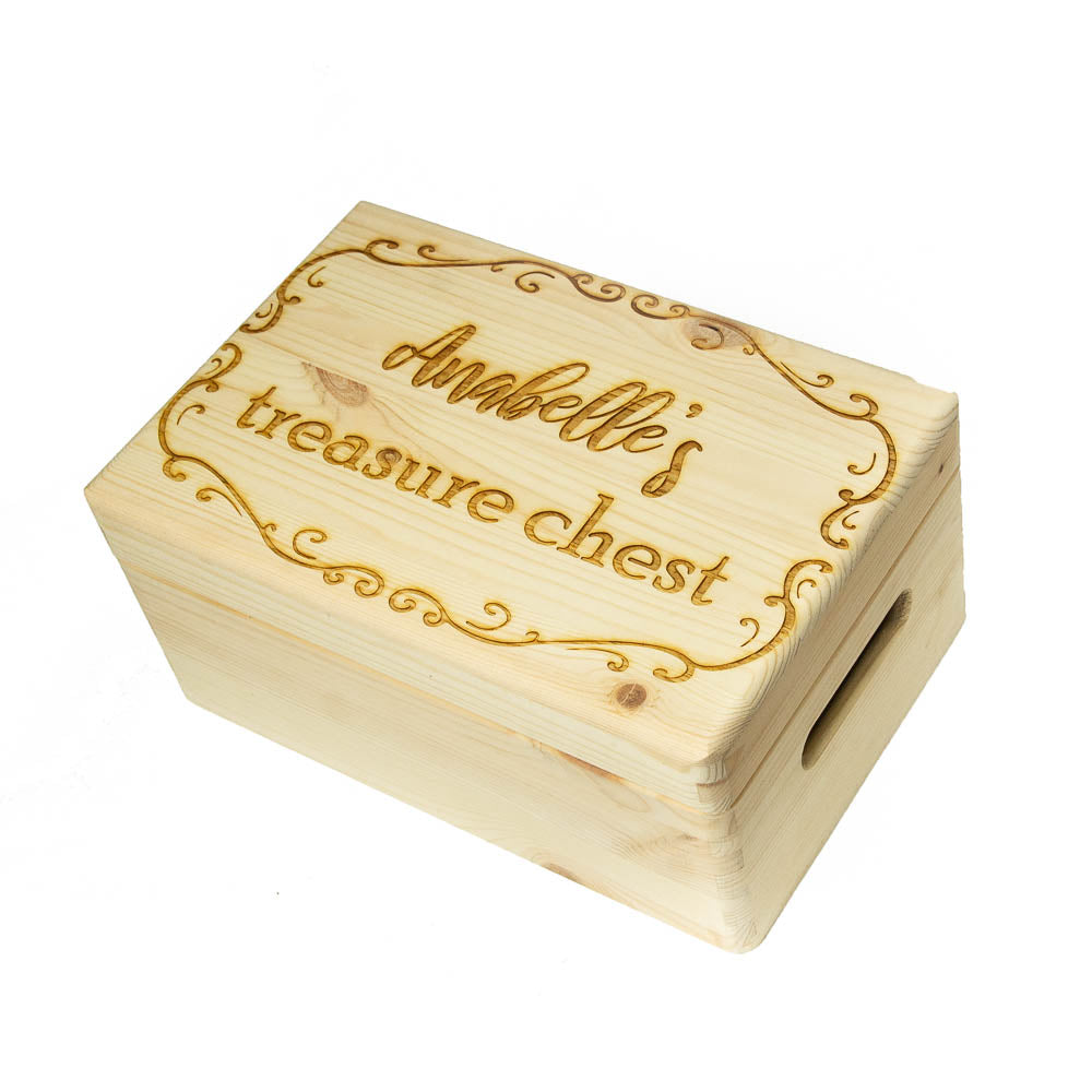 Wooden box from pine with personalised engraving