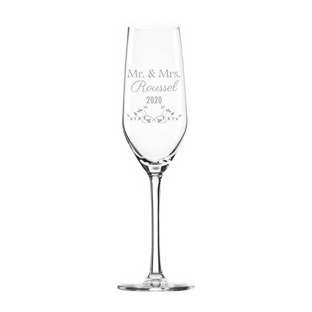 Personalised champagne flute clear glass with engraving