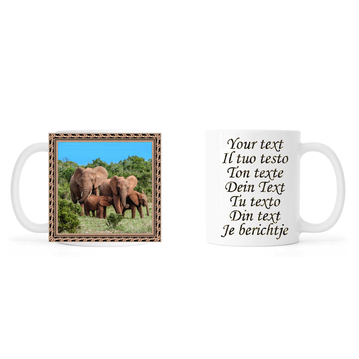 Personalised mug, photo and text, ceramic