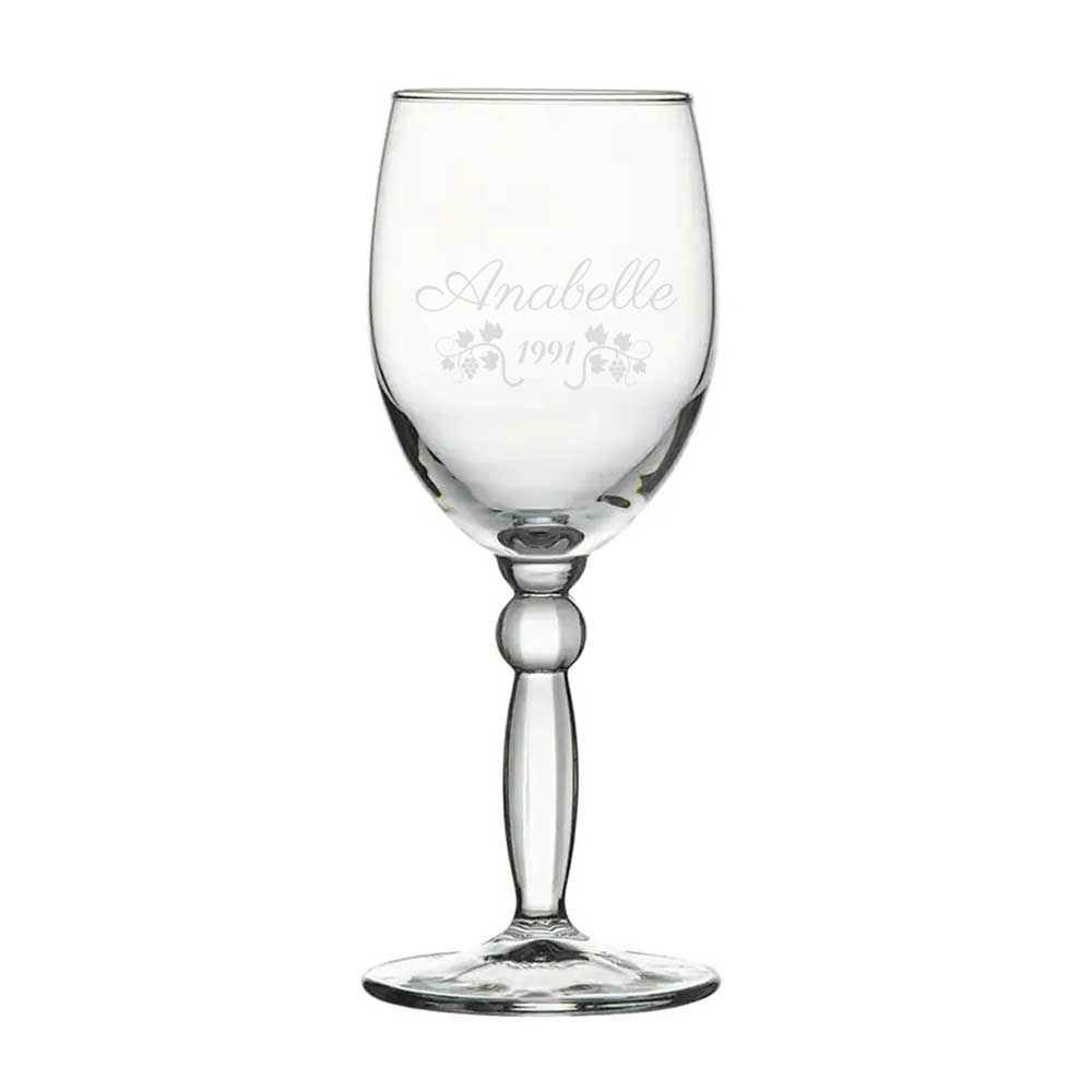 Wine glass, personalised, engraved - Classic or Stylish