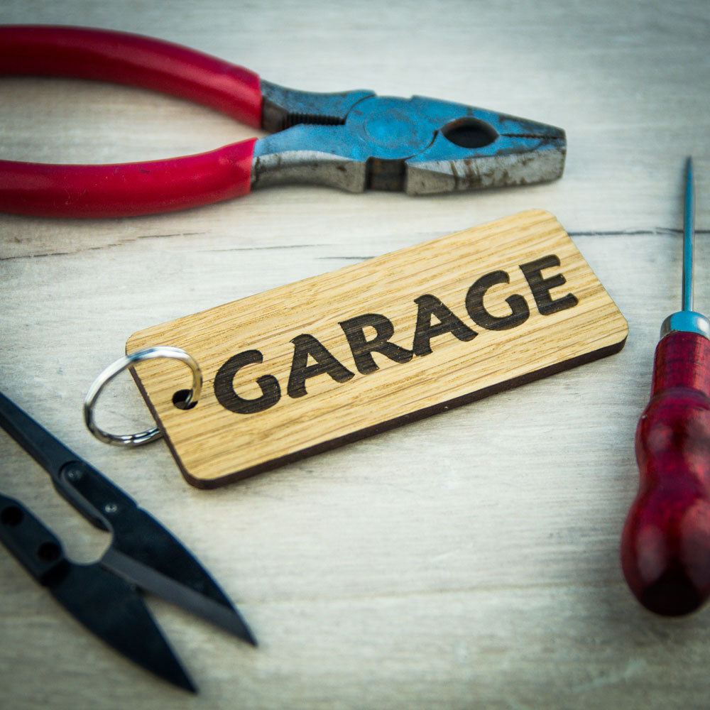 Keyring Shed, Garage, Hotel Keys Wooden Keyrings Personalised Oak Custom Made - National Engraver